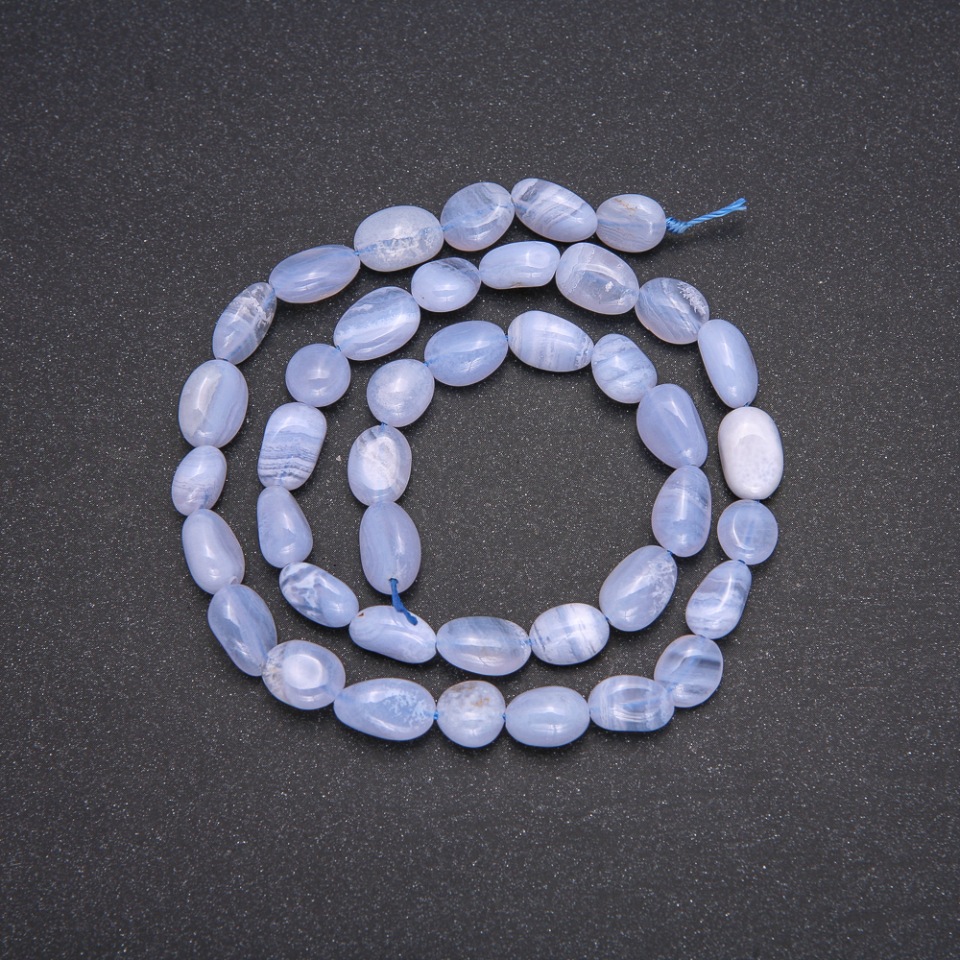 Blue Agate Beads - Round Beads, diameter ±9 mm, length 38 cm