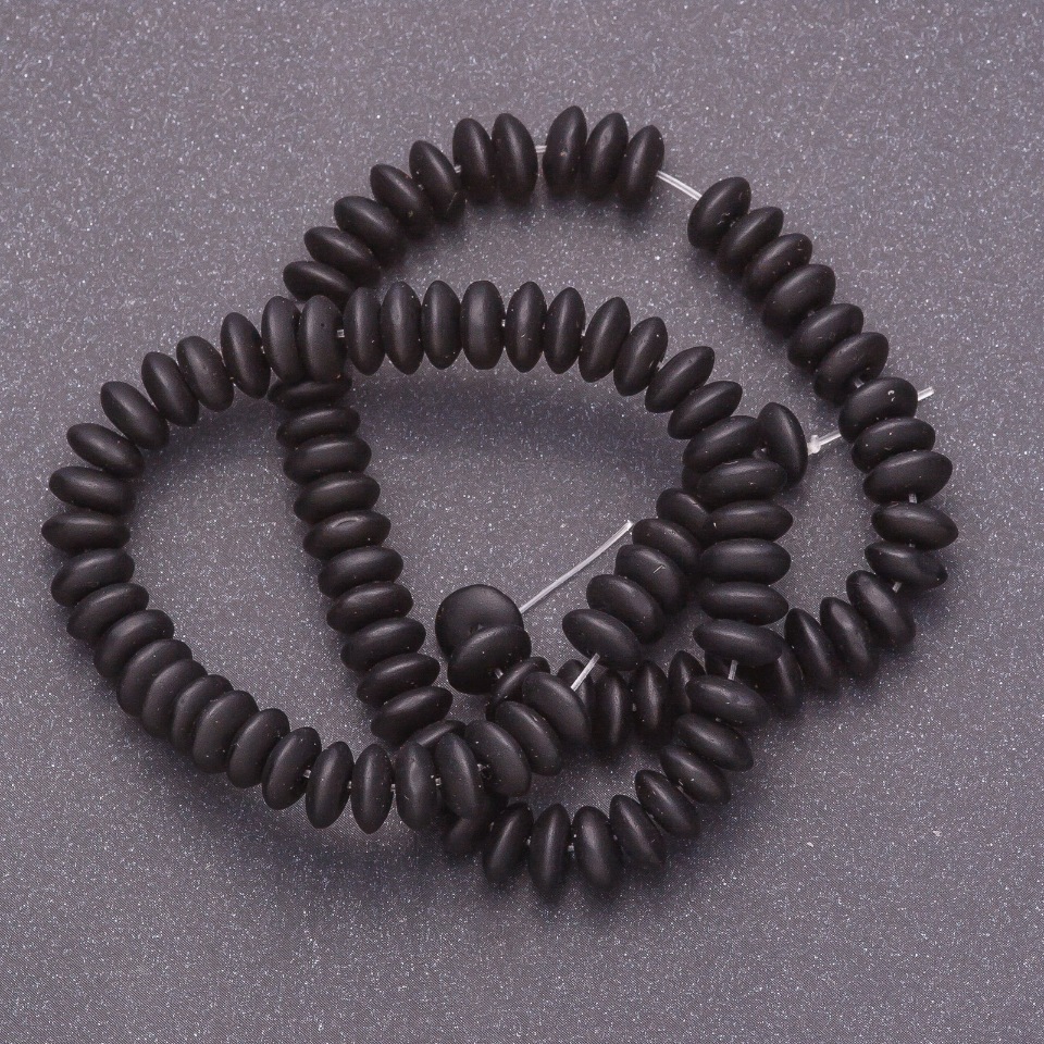 Shungite beads on thread (man-made) smooth rondelle, diameter 6x3 mm, length 41 cm +/-