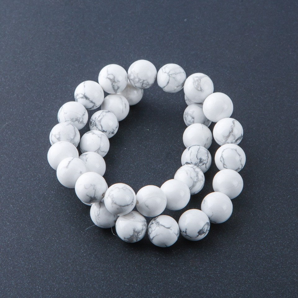 Kaholong natural stone beads on thread, 12mm diameter, 38 cm