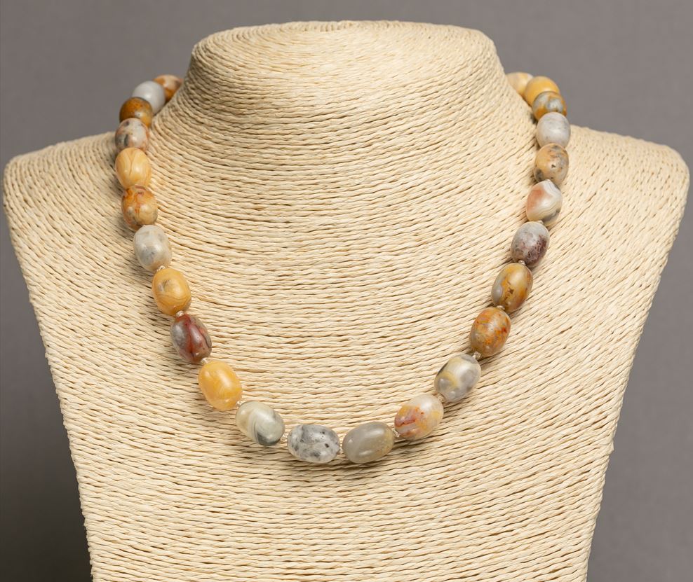 Picasso Jasper Necklace "Barrel", diameter 10x14 mm, length 45–47 cm+
