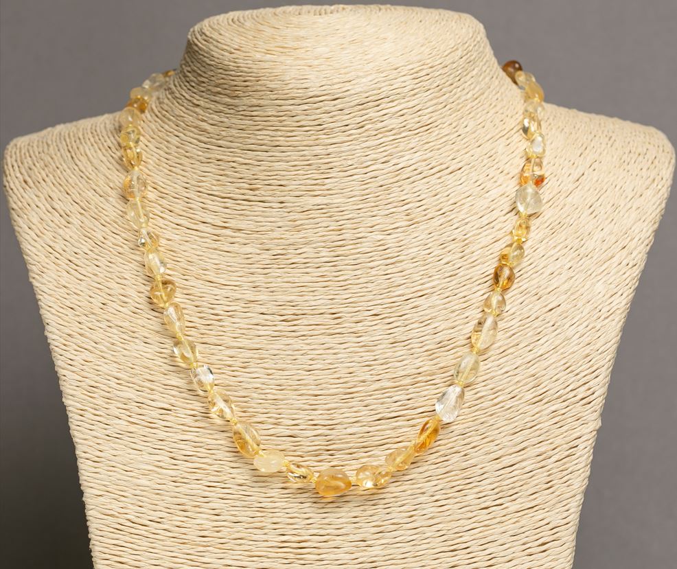 Faceted Citrine Necklace, 8x6 mm diameter, length 48-50 cm +