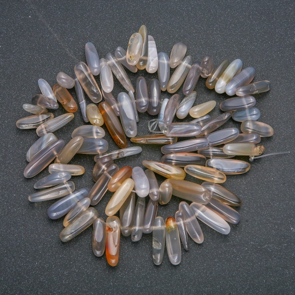 Thread of smoky agate chip "Needle", diameter 20x7 mm, length 41 cm +