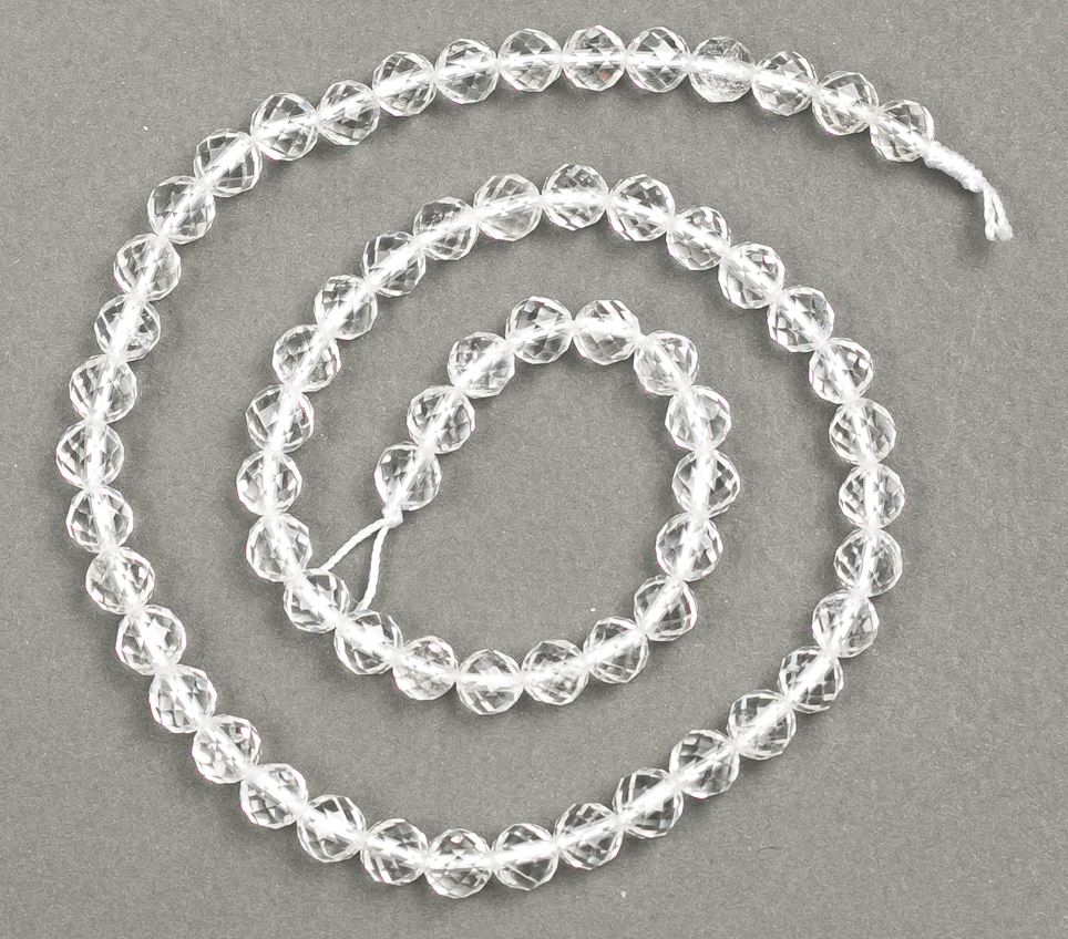 Natural Stone Beads Mountain Crystal Faceted Bead, 6mm diameter, 38cm length +