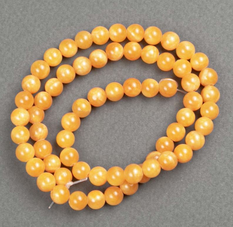 Beads on a thread Citrine (synthetic acrylic), smooth ball, 6mm diameter, 40cm length