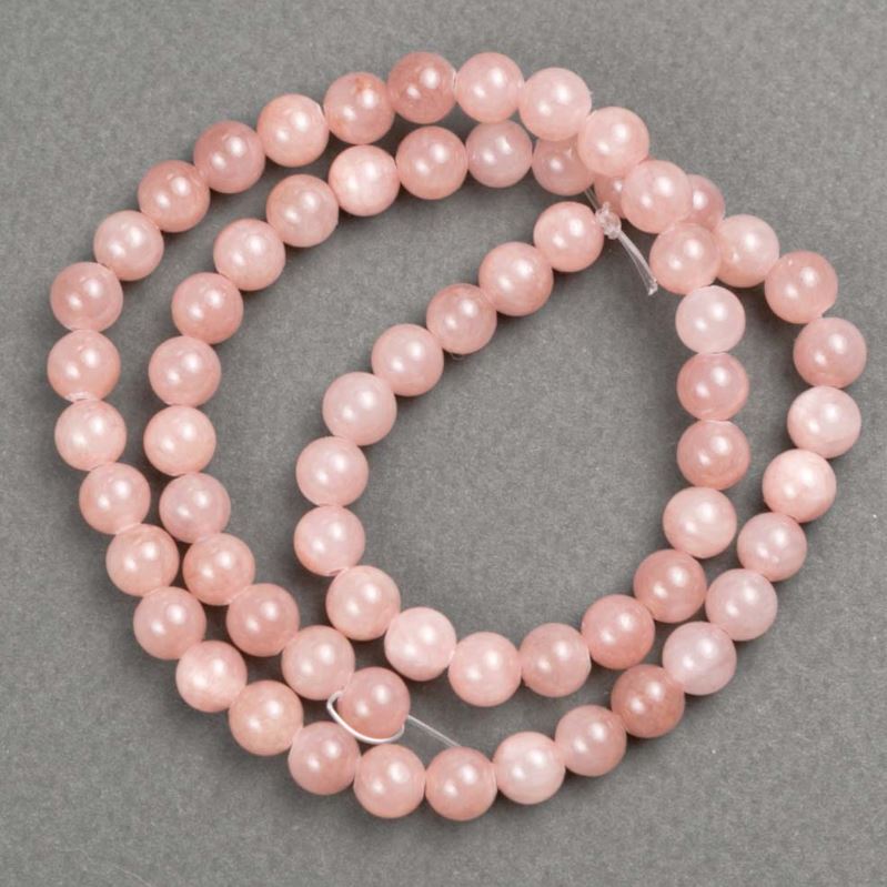 Strawberry Quartz Beads on Fishing Line (Synthetic Acrylic), Smooth Spheres, 6 mm Diameter, 40 cm Length