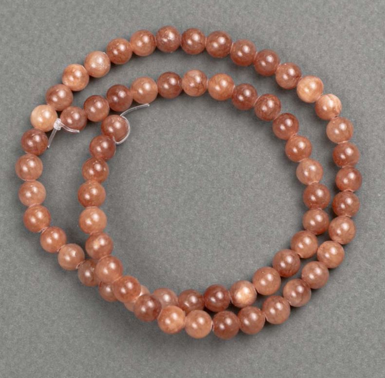 Selenite Beads (Synthetic Acrylic) on Thread, Smooth Spheres, 6.5 mm Diameter, 40 cm Length