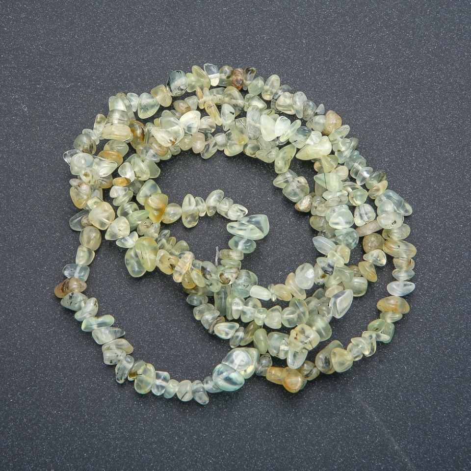 Prenite beads on thread, natural stone, 7×4 mm diameter, length 86 cm +