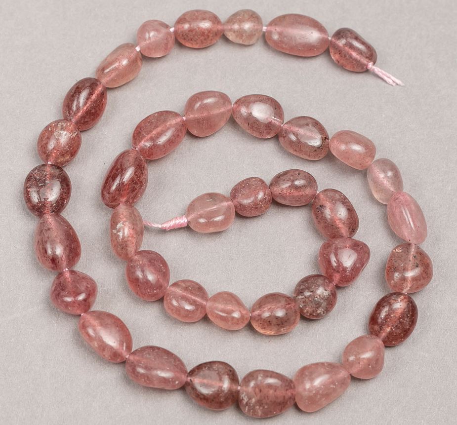 Strawberry quartz faceted beads, diameter 8x12 mm, length 38 cm