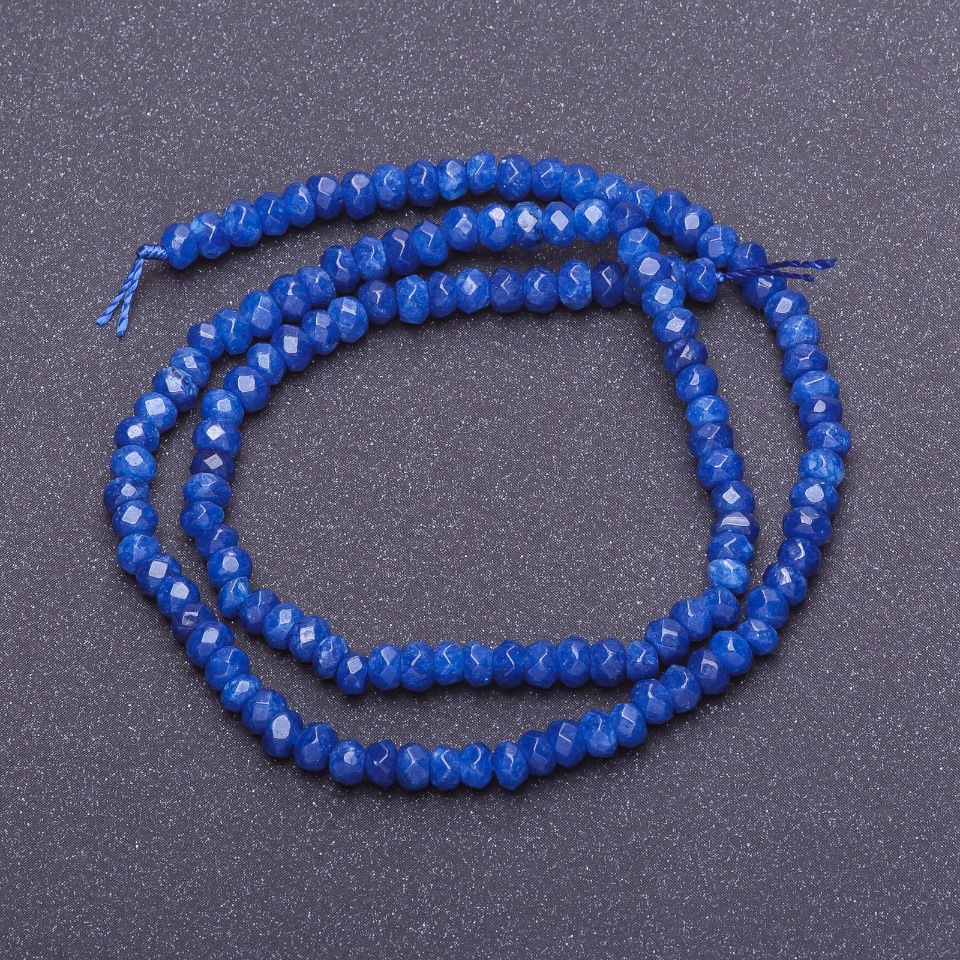 Gemstone Beads 'Lazurite' (artificial) light blue faceted rondelle, diameter 4x3 mm, length 38 cm ±