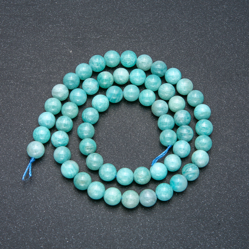 Beads on a thread of natural Amazonite, smooth sphere, diameter 6mm + -, length 39cm