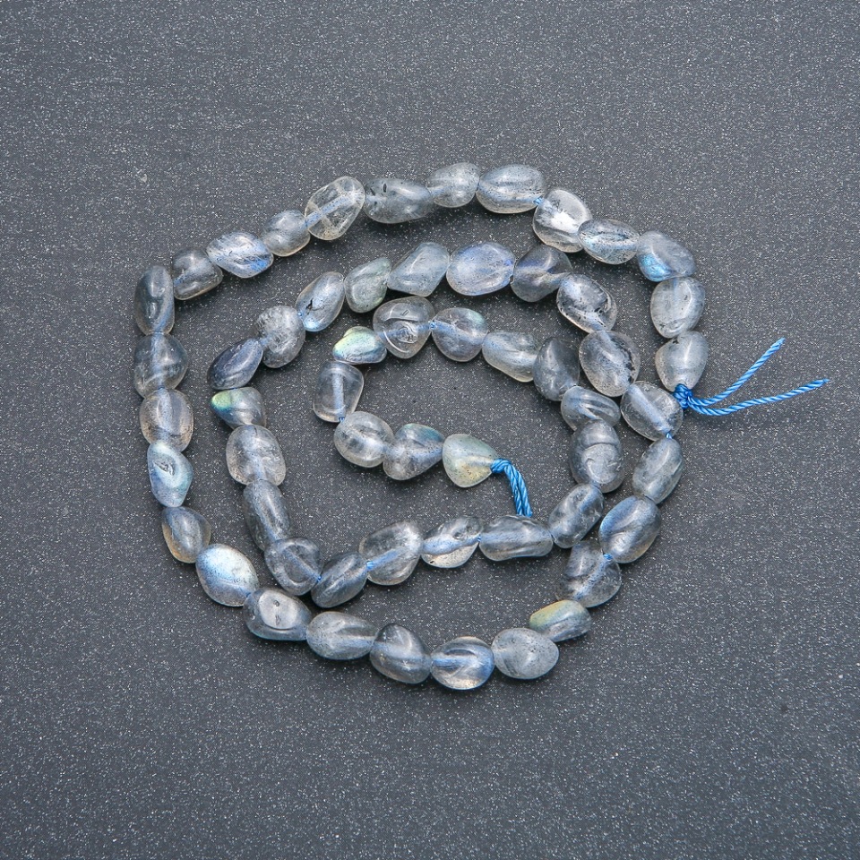 Beads on a thread of natural Labradorite — faceted, 7×6 mm, length 39 cm +