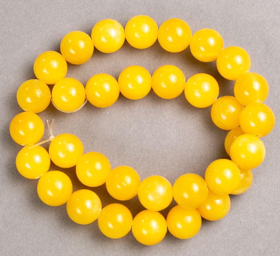 Намистини на волосіні Цитрин (штучний акрил) гладка кулька, діаметр 12. 5мм+-, довжина 40см+