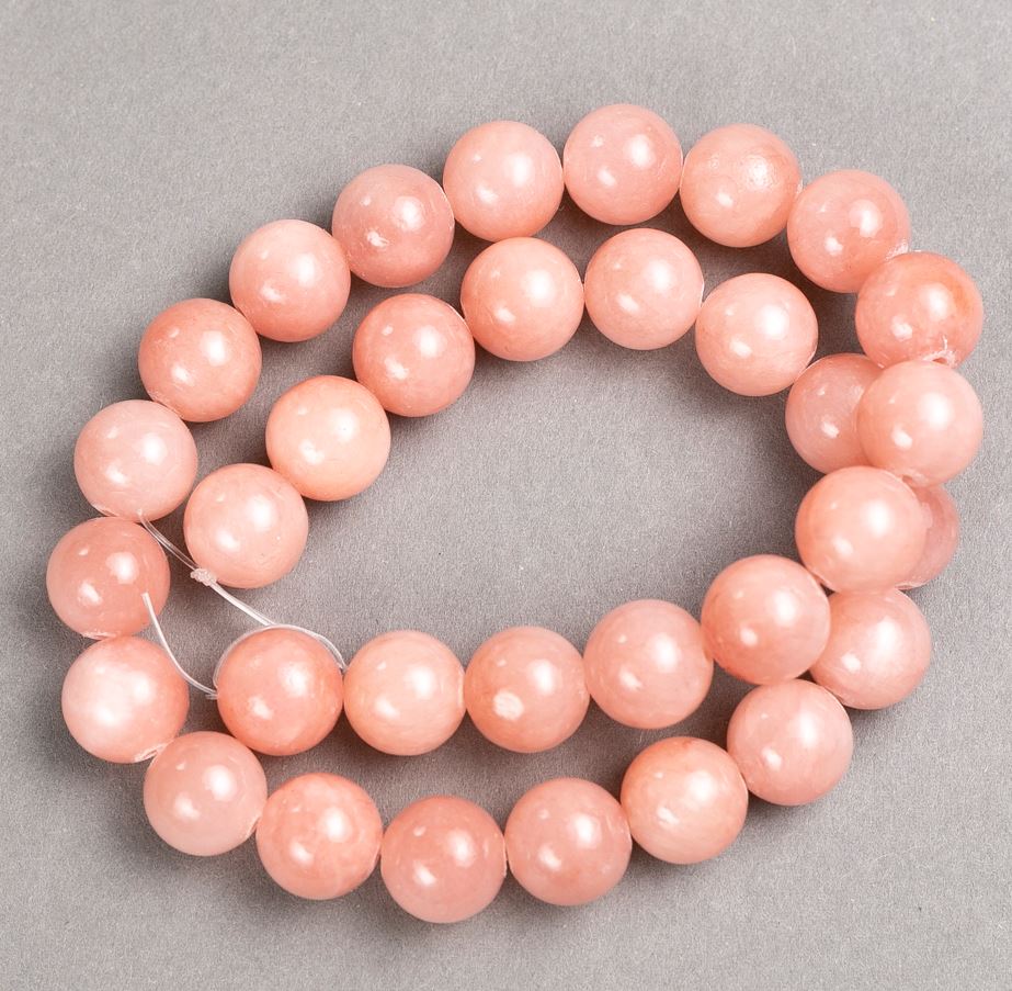 Pink Quartz Beads on Thread (Artificial Acrylic) Smooth Bead, 12.5 mm diameter, 40 cm length