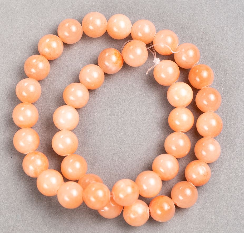 Selenite-like Acrylic Beads on String, Smooth Round Beads, 10.5 mm Diameter, 40 cm Length