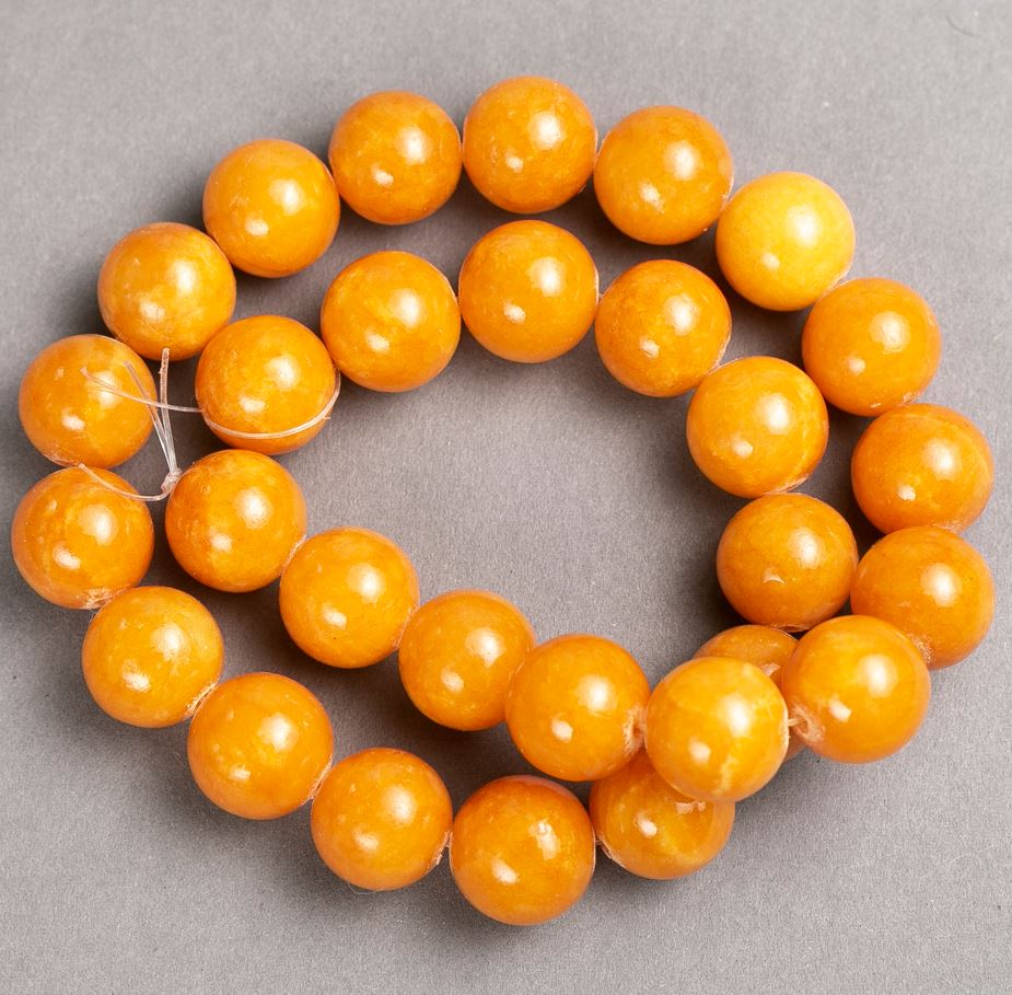 Citrine Beads on Monofilament (Acrylic) Smooth Round Bead, 14 mm Diameter, 40 cm Length