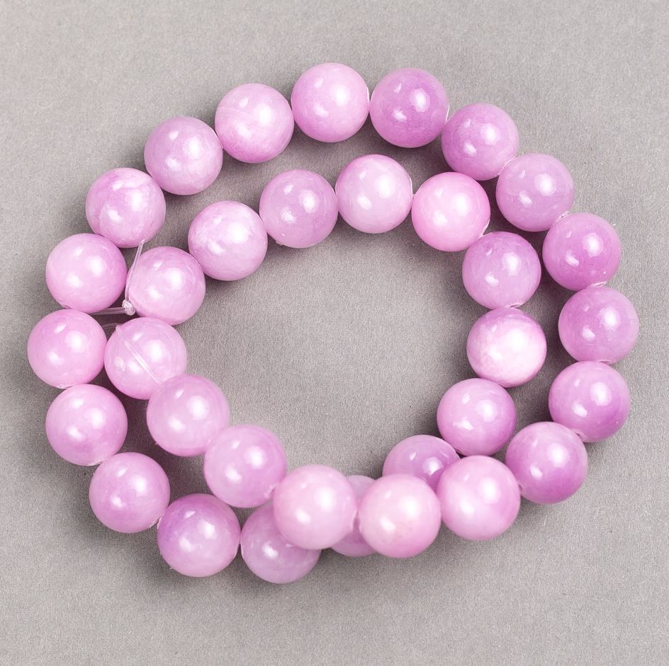 Kunzite Beads (Acrylic) on Beading Thread, Smooth Round Bead, 12.5 mm diameter, 40 cm length