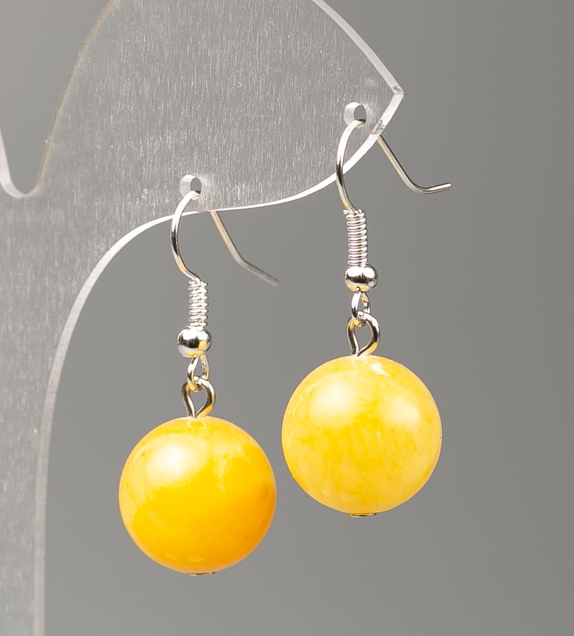 Citrine Earrings (Acrylic), 14mm diameter, 35mm length