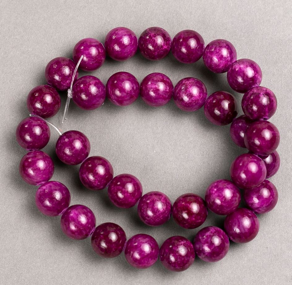 Beads on Beading Wire - Raspberry Imitation Tinted Quartz, Smooth Round Bead, 12.5 mm Diameter, 40 cm Length ±