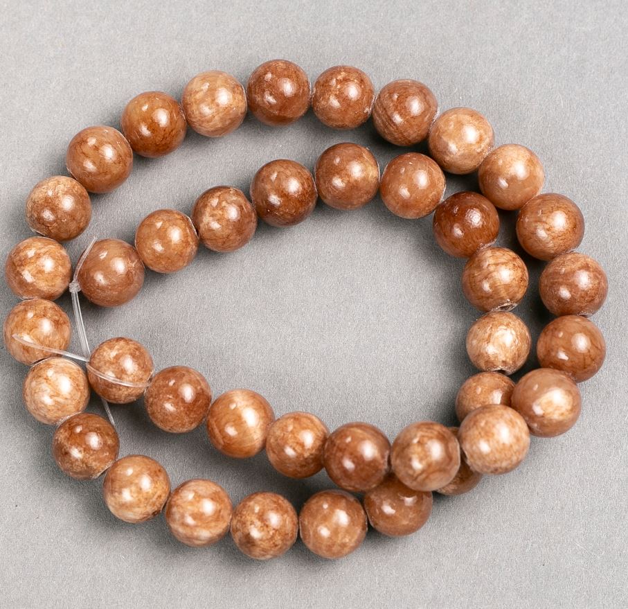 Celestite Beads (Artificial Acrylic) on Thread — Smooth Round Beads, Diameter 10.5 mm, Length 40 cm