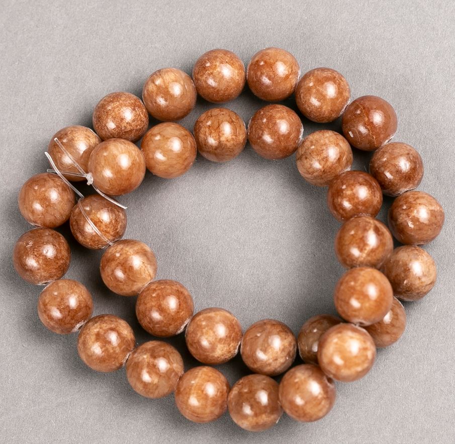 Selenite Beads (synthetic acrylic) on thread, smooth round beads, 12.5 mm diameter, 40 cm length