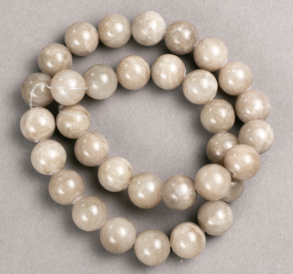 Beads on thread - Toned Quartz (acrylic) gray smooth beads, diameter 12.5 mm, length 40 cm