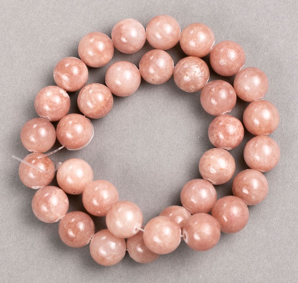 Beads on a thread 'Strawberry Quartz' (acrylic) smooth round beads, 12.5 mm in diameter, about 40 cm long