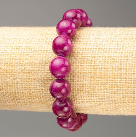 Elastic bracelet with dyed quartz (acrylic) raspberry, smooth beads, 12.5 mm diameter, length 18 cm +/-