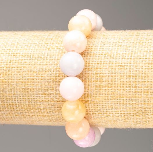 Elastic Morganite Bracelet (synthetic acrylic) smooth beads, diameter 12.5 mm, length 18 cm