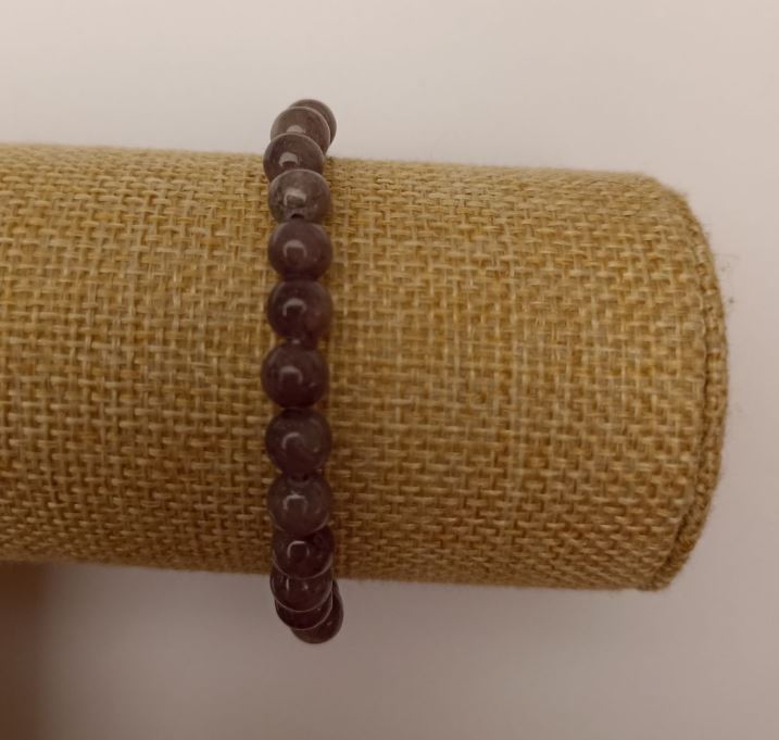 Elastic bracelet with tinted quartz (synthetic acrylic), dark gray smooth beads, 6.5 mm diameter, 18 cm length