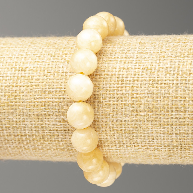 Elastic Bracelet with Imitation Pearls Balamut (Artificial Acrylic) — Smooth Beads, 10mm Diameter, approx. 18 cm Length