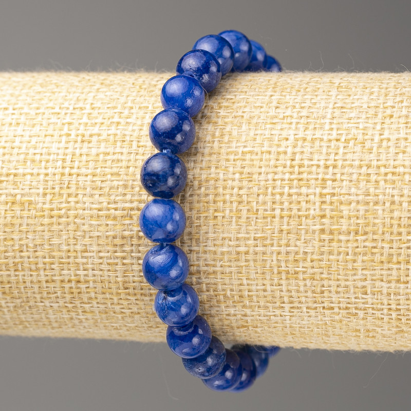 Lazurite Bracelet (artificial acrylic), 8 mm diameter, 18 cm length, smooth beads on elastic