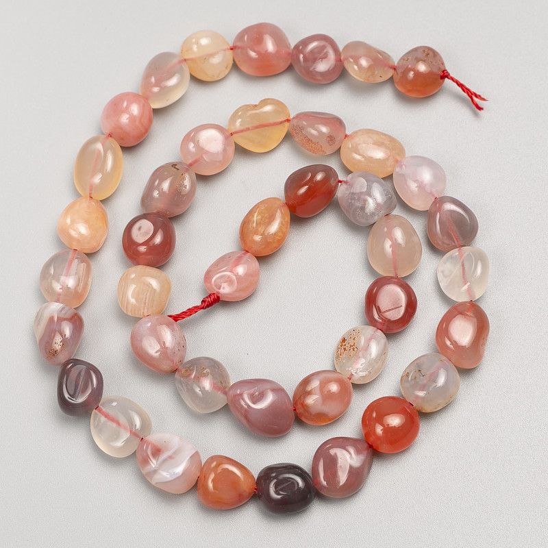 Sardonyx Beads, Hammered Finish on Thread, 8×10 mm Diameter, 38 cm Length