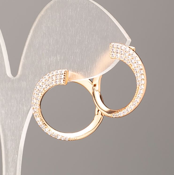 Xuping Earrings 18K Gold Plating with White Crystals, 21x20mm Diameter