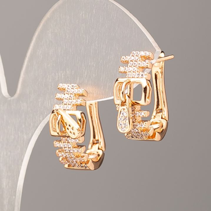 Earrings Xuping 18K Gold Plated with White Crystals, Diameter 19x8, 5mm+