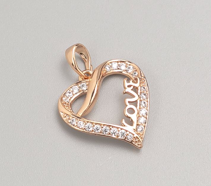 Xuping Pendant 18K Gold Plating Heart with White Crystals, diameter 18x17 mm+