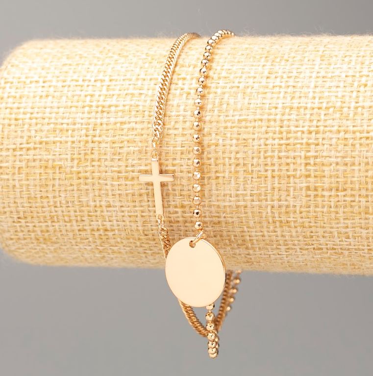 Браслет Xuping Позолота "Хрестик" 18К, довжина 18-22см, товщина 2мм+-, товщина 2мм+