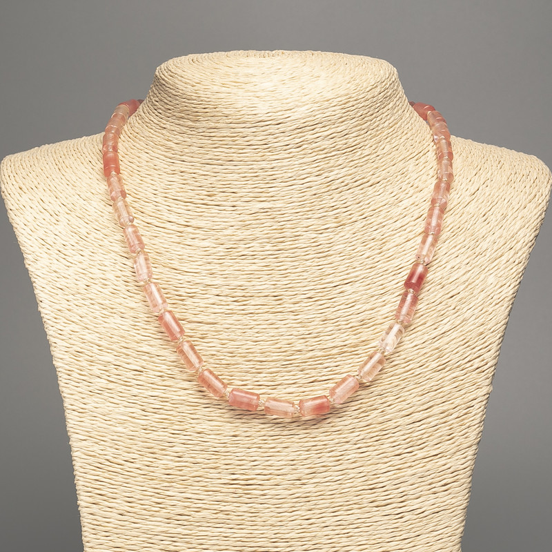 Намисто Халцедон натуральний камінь гладкий циліндр, діаметр 10х6мм +-, довжина 48см +