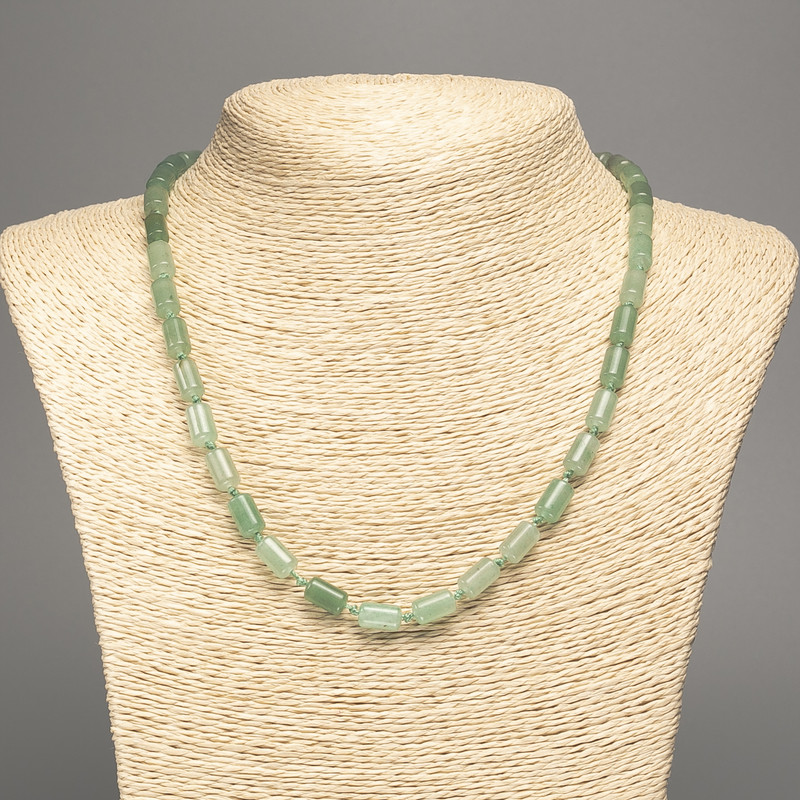 Nephrite Necklace, natural stone, smooth cylindrical beads, diameter 10×6 mm ±, length 50 cm