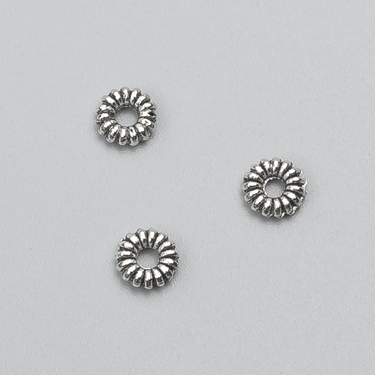 Bead Insert Findings, diameter 6x2 mm, 20 g pack, 107 pcs ±, metal color "Silver"