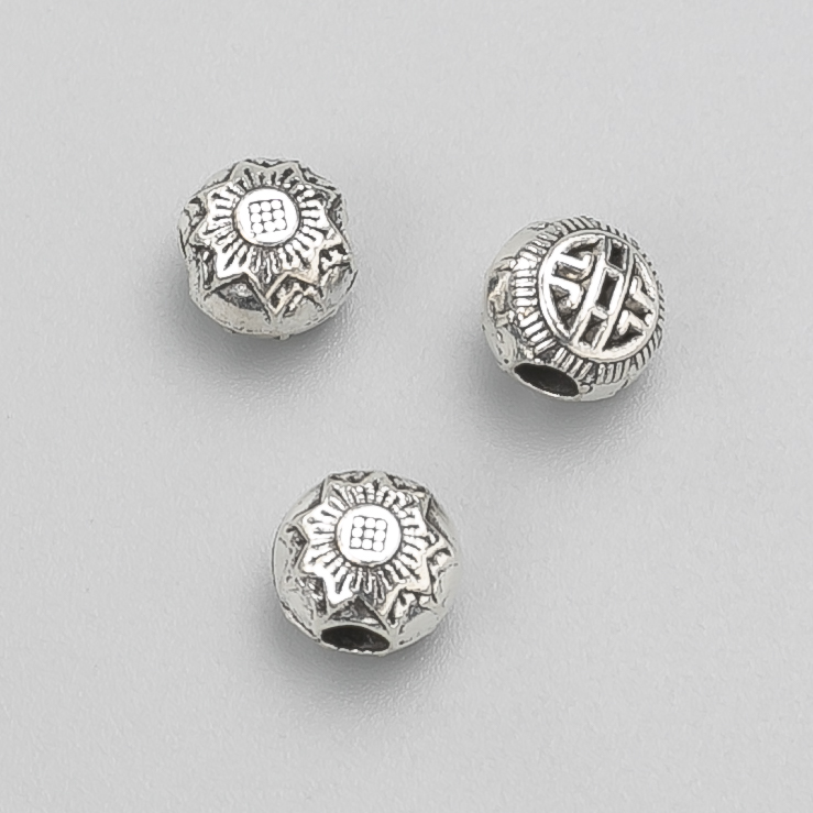 Bead-insert Findings, diameter 8×7 mm, pack 20 g, 19 pcs, metal color 'Silver'