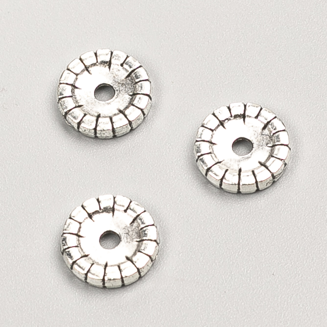 Bead-insert findings, diameter 10x2 mm, packaging 20 g, 27 pcs +/-, metal color "silver"