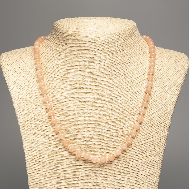 Necklace 'Selenite' with smooth beads, 6 mm diameter, about 50 cm long, made of white nephrite (synthetic dyed)