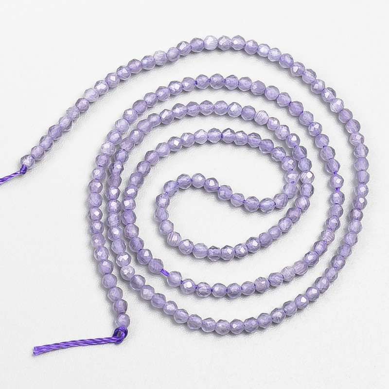 Small spinel beads (synthetic) purple amethyst, faceted round beads, 2 mm diameter, on a thread, length 37 cm