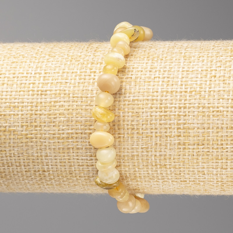Yellow Jadeite Bracelet, Faceted Beads, Bead Size 8x4 mm ±, on Elastic, Length 18 cm
