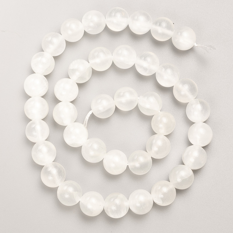 Bilomorit Beads, Natural Stone, Smooth Round Beads on Thread, Diameter 10mm ±, Length 39cm ±