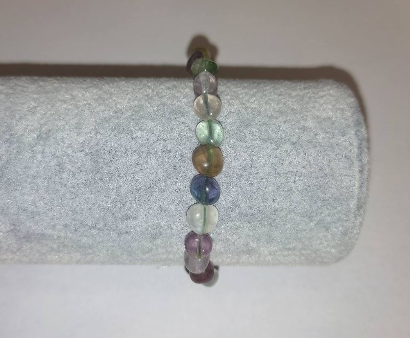 Bracelet made of natural fluorite, faceting, 7×9 mm ± on elastic cord, length 18 cm+