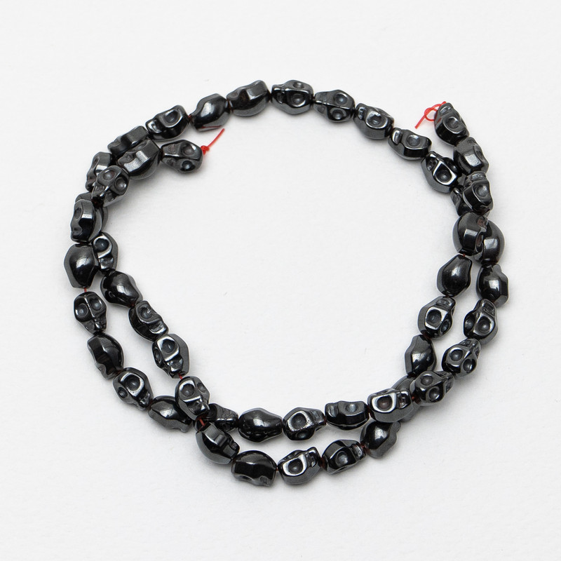 Hematite Skull Beads, 6×8×6 mm, 40 cm length on thread