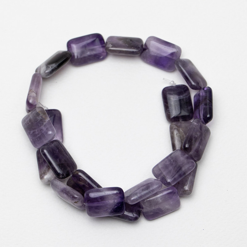 Amethyst Beads, Natural Stone, Rectangular Shape, 13×18×6 mm, Length 40 cm on a Beading Thread