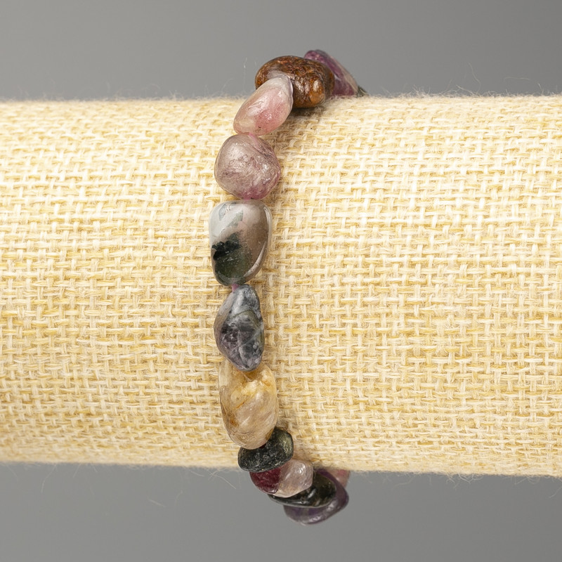 Natural Tourmaline Bracelet, Faceted, 10x7 mm diameter, 18 cm length (stretch)