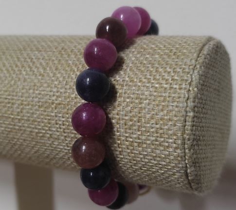 Bracelet 'Gemstones' with smooth beads, 10 mm diameter, 18 cm length (stretch)